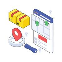 Search Delivery Location isometric Colored vector