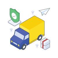 Secure Delivery isometric Colored illustration vector