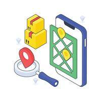 Finding Delivering Location isometric Colored illustration vector