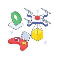 Drone Delivery order isometric Colored illustration vector