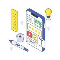 Mobile UI Design isometric Colored illustration vector