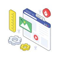 Website Creation isometric Colored illustration vector