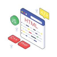 Web Coding isometric Colored vector