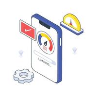 Mobile Optimization isometric Colored illustration vector