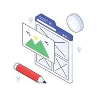 Website Layout Developing isometric Colored illustration vector