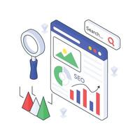 SEO Content Analysis isometric Colored illustration vector
