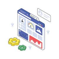 Admin Dashboard isometric Colored illustration vector