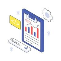 Seo Report isometric Colored illustration vector