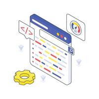 Code Optimization isometric Colored illustration vector