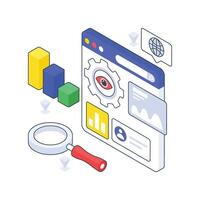 SEO Monitoring isometric Colored illustration vector