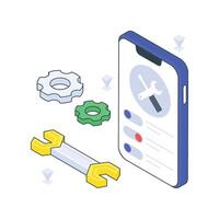 Mobile Setting isometric Colored illustration vector