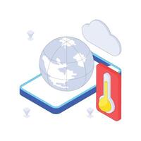 Global Warming isometric Colored illustration vector