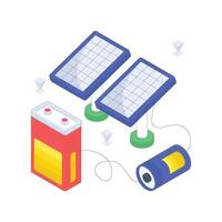 Solar Battery isometric Colored illustration vector