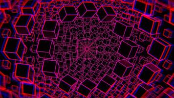 Black and Pink and Green Strobe Chaotic Movement of Cubes in Space Background VJ Loop in 4K video