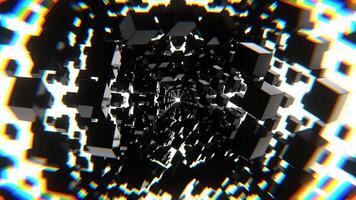 Black and Red and White Strobe Chaotic Movement of Cubes in Space Background VJ Loop in 4K video