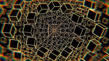 Black and Yellow Strobe Chaotic Movement of Cubes in Space Background VJ Loop in 4K video