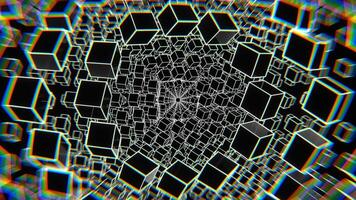 Black and White Strobe Chaotic Movement of Cubes in Space Background VJ Loop in 4K video