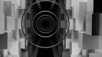 An imaginative and futuristic abstract tunnel featuring intricate geometric shapes and designs. Design video