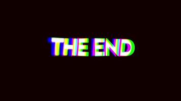The End text word color full light animation loop with glitch text effects. The end with Seamless looping effect element for Contents, digital Marketing banner. video