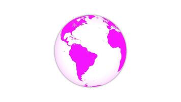 News background with sphere. A pink globe with a map of the world on it video