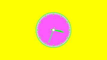A analog clock on a yellow background with a green face video