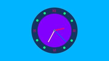 a clock animation with a blue background and a green face video