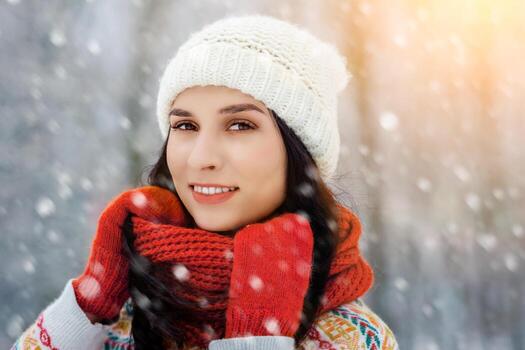 invierno joven mujer retrato. foto