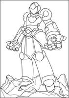 A heroic space robot battling meteor showers to save a space colony under a vast starry sky. vector
