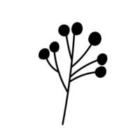Abstract silhouette of a plant with rounded shapes on a branch captured in black color vector