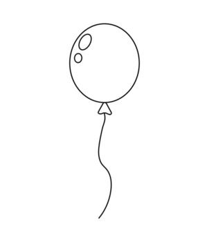 Simple outline of a balloon with string floating upward in a minimalist style vector