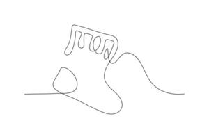 Simple line drawing of a boot and a playful swish design on plain background vector