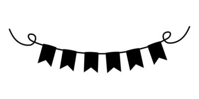 Decorative black banner with triangular flags for celebrations and events vector