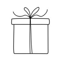 Simple line drawing of a gift box with a bow designed for festive occasions vector