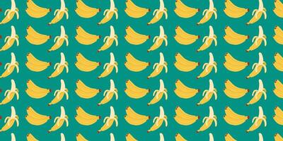 Bright yellow bananas arranged in a colorful pattern on a turquoise background vector
