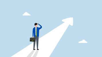 Finding purpose, 4k animation of perplexed entrepreneur targeting future goal arrow video