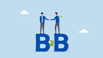 B2B business to business marketing, 4k animation of assurance entrepreneurs associate handshake to finalize business agreement on alphabet B2B. video