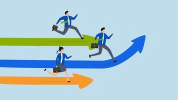 4k animation of businessman taking initiative run in different way. video