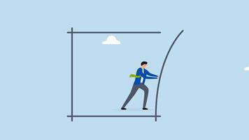 Pushing limits challenge yourself to overcome boundary, 4k animation of entrepreneur striving to push beyond limits. video