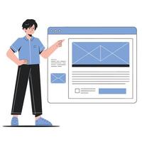 Person Demonstrating Website Design Elements vector