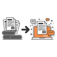 Digital Transformation of Documents From Paper to Online Format vector