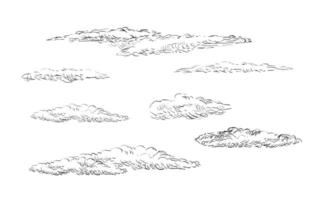 Hand drawing clouds set illustration vector