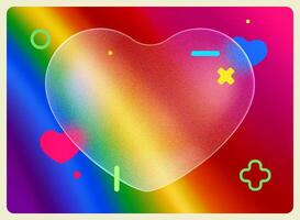 Rainbow heart. Love Wins. Pride day. Colorful glass morphism abstract texture background vector