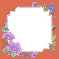 Decorative Floral Frame with Butterfly vector