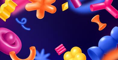 Colorful Abstract 3D Shapes on Dark Background vector