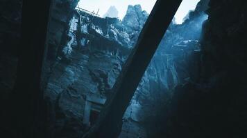 Abandoned ruins near mountains show signs of past construction video