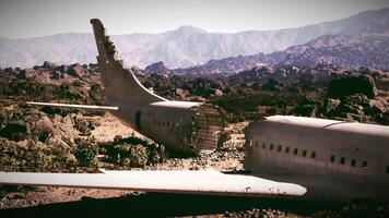 Plane wreckage in mountainous terrain after a crash incident of unknown origin video