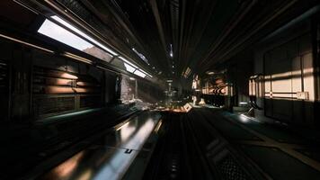 Futuristic corridor with dynamic lighting and sci fi elements video