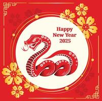 Snake Pattern Combined with Peach Blossoms vector