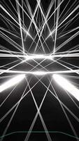 Abstract psychedelic rotating neon tunnel with reflections on black background, 3d modern motion graphic render video