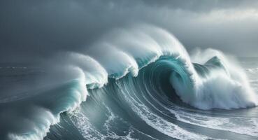 top down aerial view of moody ocean wave. photo